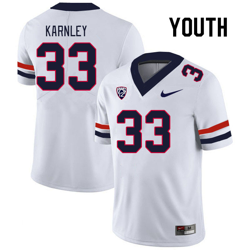 Youth #33 Emmanuel Karnley Arizona Wildcats College Football Jerseys Stitched Sale-White